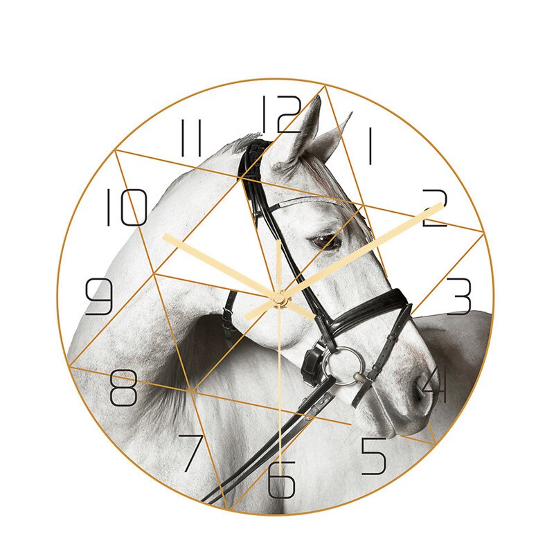 Horloge murale à 3d niveaux avec motif cheval blanc et coutures, style nordique et moderne, style phnom penh, décoration de salon: Cc017 30cm