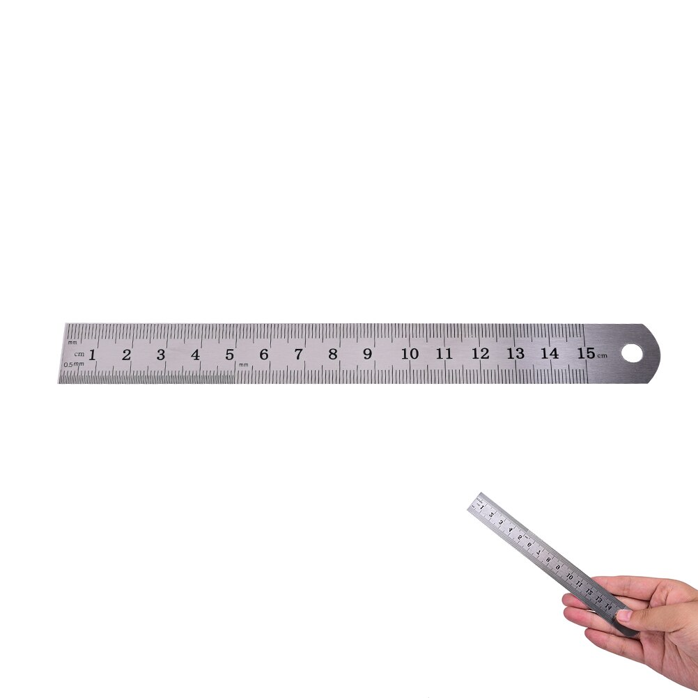 1PC Stainless Steel Metric Rule Precision Double Sided Measuring Tool 15cm Metal Ruler