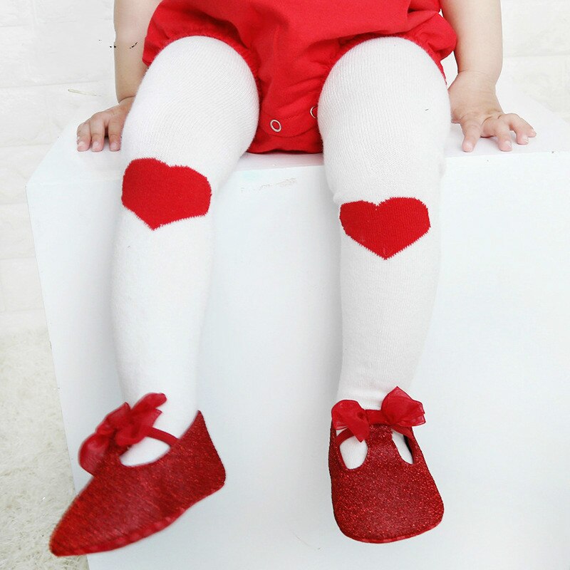 Forår og efterår stil børn pige bomuld rød hjerte leggings spædbørn baby dreng og pige patyhose