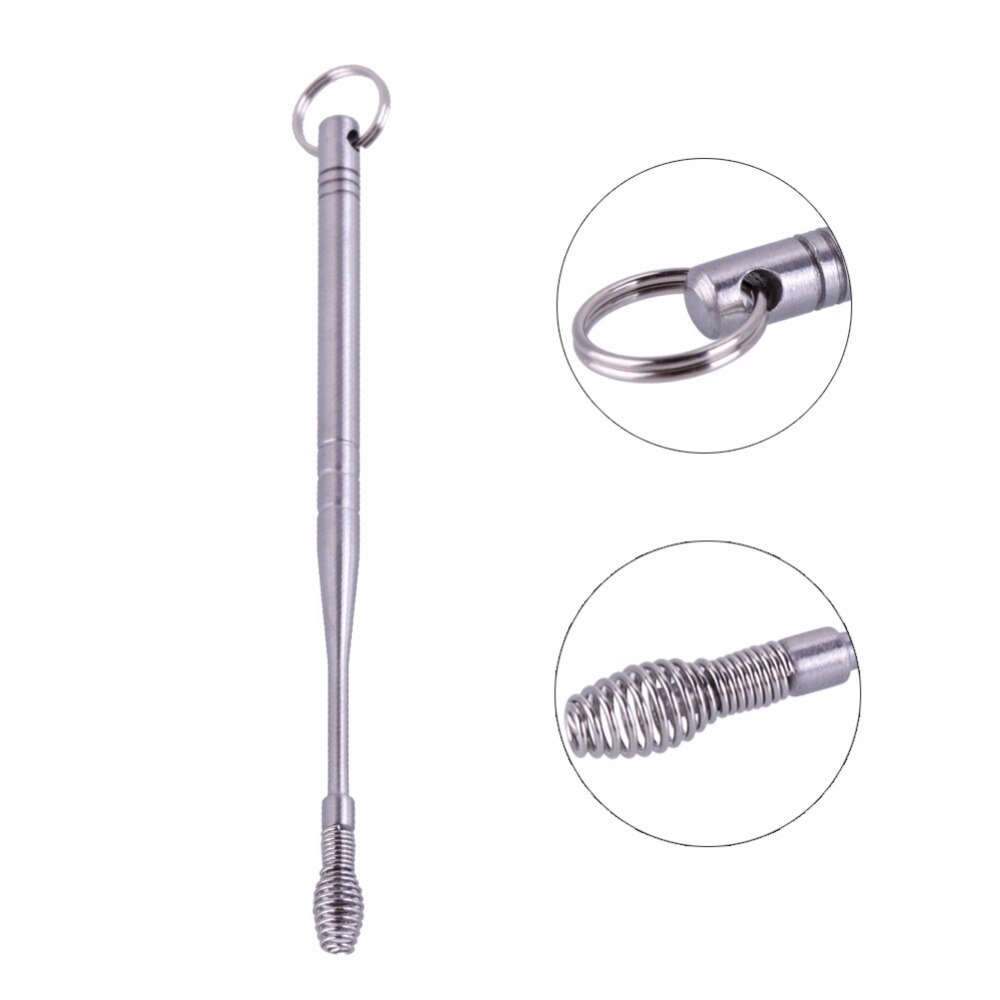 Stainless Steel Ear Pick Wax Remover Cleaner Earpick Curette Ear Spoon Earwax Clean Cleaning Tool with Key Chain End #276538