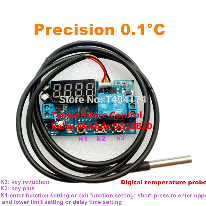 WQScosea QS336 12V Digital Intelligent Thermostat Incubator Switch DS18B20 Sensor Temperature Controller Delay Timer Time Rel