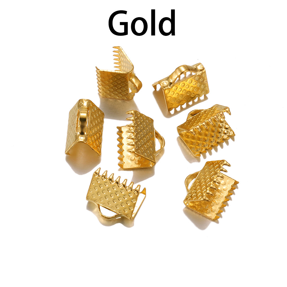 50pcs/lot Cove Clasps Cord End Caps String Ribbon Leather Clip Necklace Bracelet Connector for Jewelry Making Supplies: 8XL / Gold
