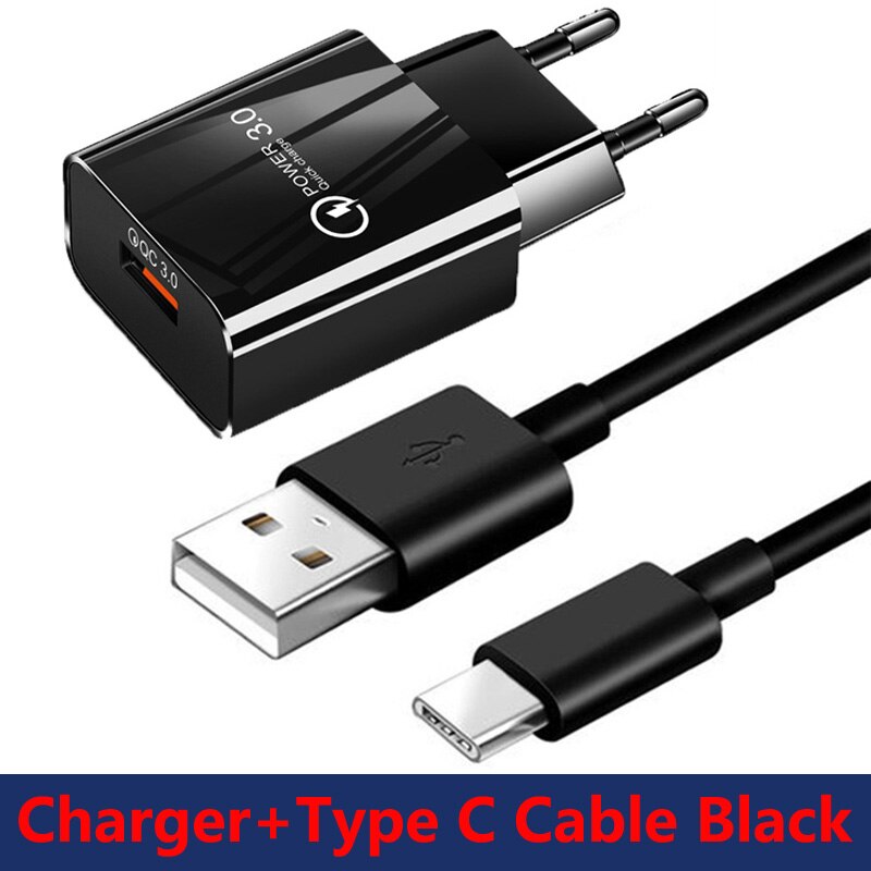 Fast Charging USB Charger For Samsung Galaxy S21 S20 Ultra A50 A70 A51 A71 Note 20 10 Plus USB C Type C Fast Charger Phone Cable: Charger Cable Black