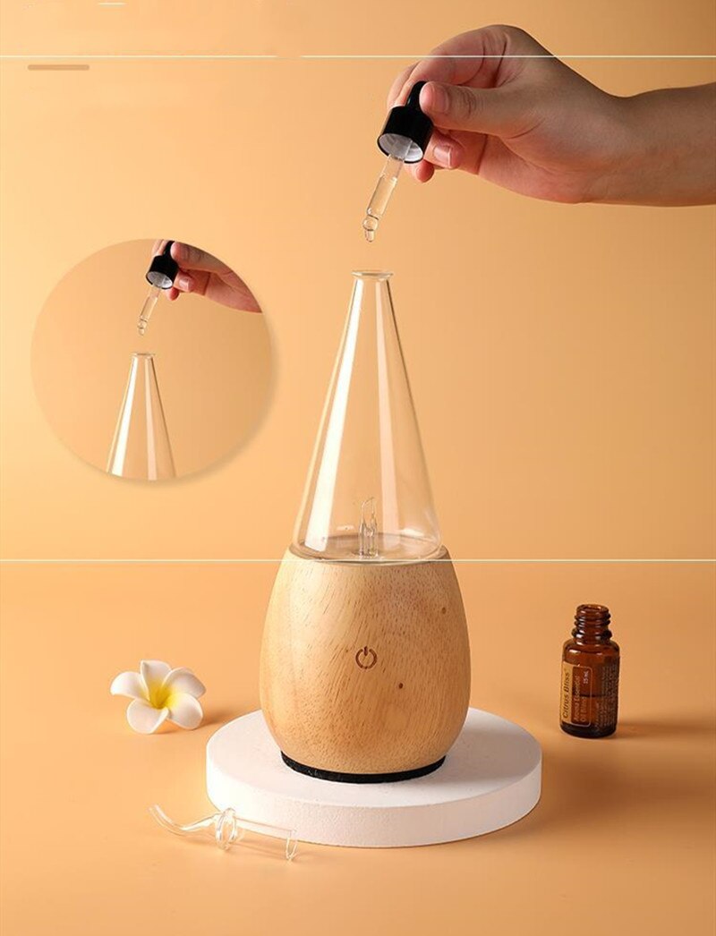 Ätherisches Öl Diffusor Holz Glas Lufterfrischer Aroma Wasserlosen USB Auto Duft Maschine luft Aromatherapie Vernebler Für Hause Yoga