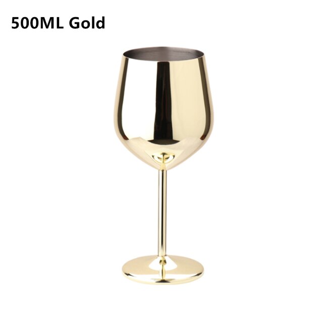 Copa de vino tinto de 500/200ML, vaso de cóctel para Bar, Picnic, Copa chapada en cobre de acero inoxidable, suministros de: 500ML Gold