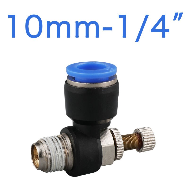 Pneumatic speed flow controller 8mm 6mm 10mm 12mm OD hose tube 1/4 "BSP 1/8" 3/8 "1/2" male Air flow limit valve: SL10-02