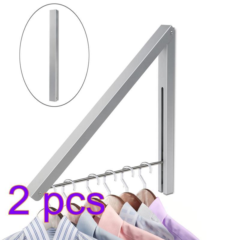 2pcs Alumimum Wall Adjustable Clothes Hanger Rack Bracket for Laundry Organization Closet Storage System