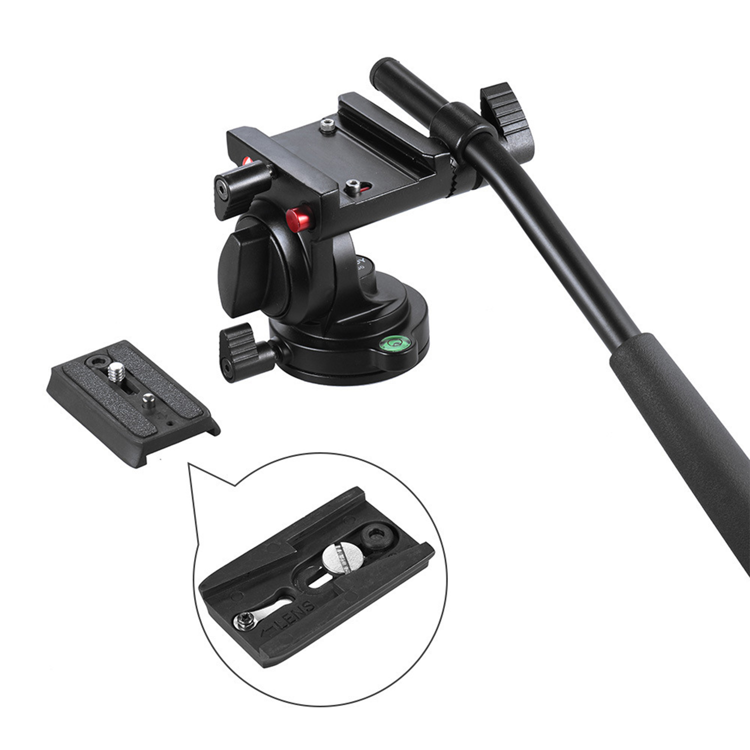 Hydraulic Tripod Head Smooth Damping Gimbal Handle Mount Video Head For Tripod Monopod Holder Stand SLR DSLR