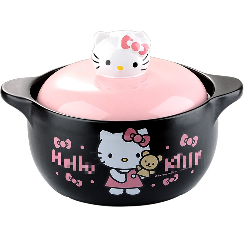 1.6L Pink Cartoon Ceramic Casserole Saucepan High temperature resistance Soup Porridge pot Spodumene Slow cooker 23.5x10cm: White