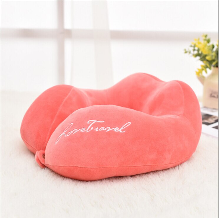 Foam Pad U-vormige Reizen Kussen Vliegtuig Reizen Sleep Head Rest Ondersteuning Kussen Soft Foam Nekkussen Auto Kussen Kussen: Roze