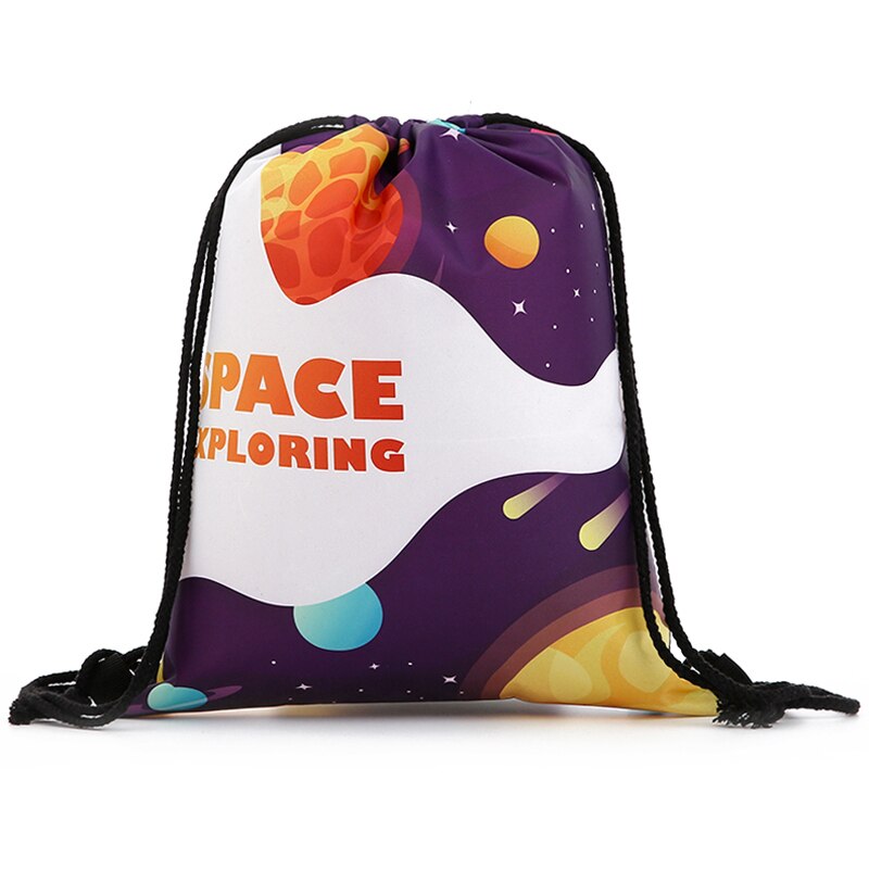 Sac à dos à cordon de serrage, imprimé, voyage, souple, pour homme, unisexe, pour femme, sac à bandoulière, sac à dos à lettres, bleu: Gc -4