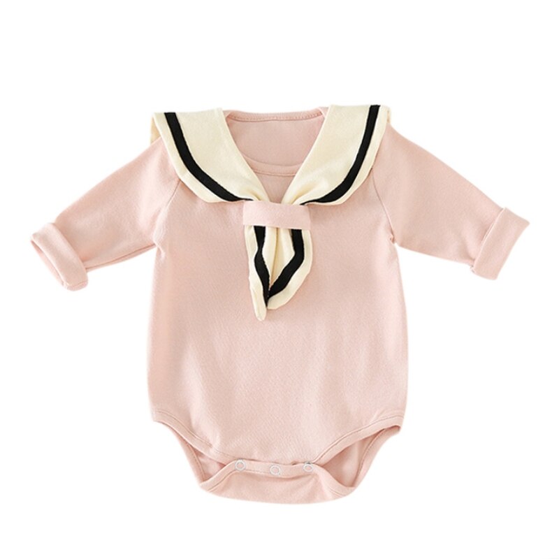 printemps bébé barboteuse enfant en bas âge vêtements bébé fille body à manches longues col marin garçon combinaisons: P / M