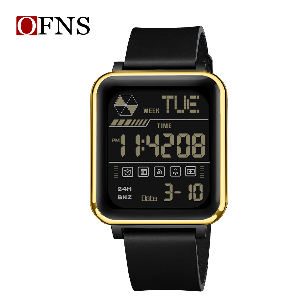 OFNS Top 6159 Casual elektronisch herenhorloge Multifunctioneel digitaal nachtlampje Waterdicht en schokbestendig herenhorloge 2024: Ivoor