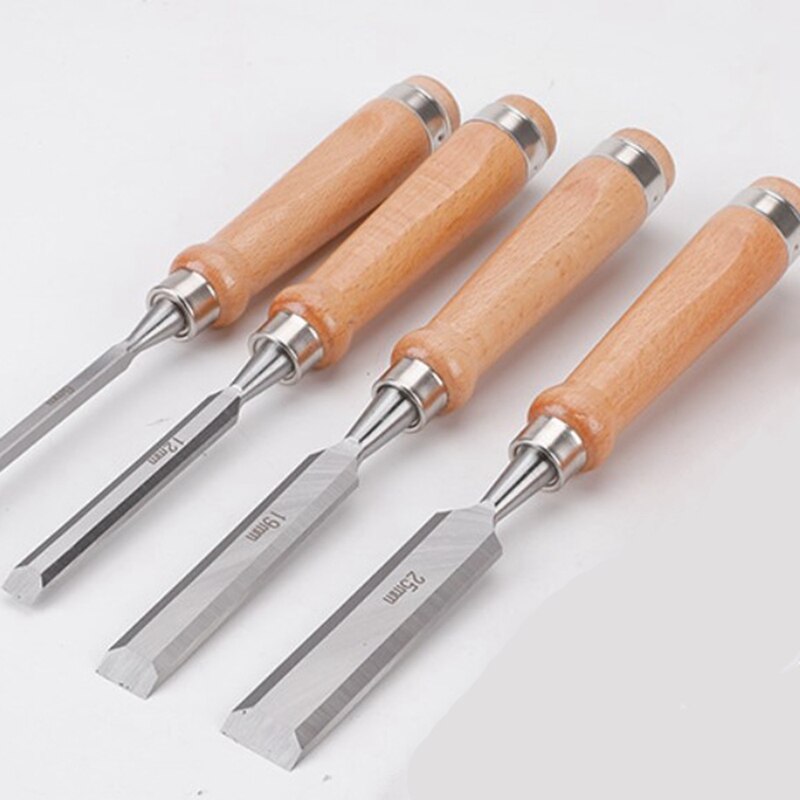 4Pcs Woodworking Chisels Set 6/12/19/25mm Wood Carving Chisels Gouge Diy Carpenter Engraving Tool