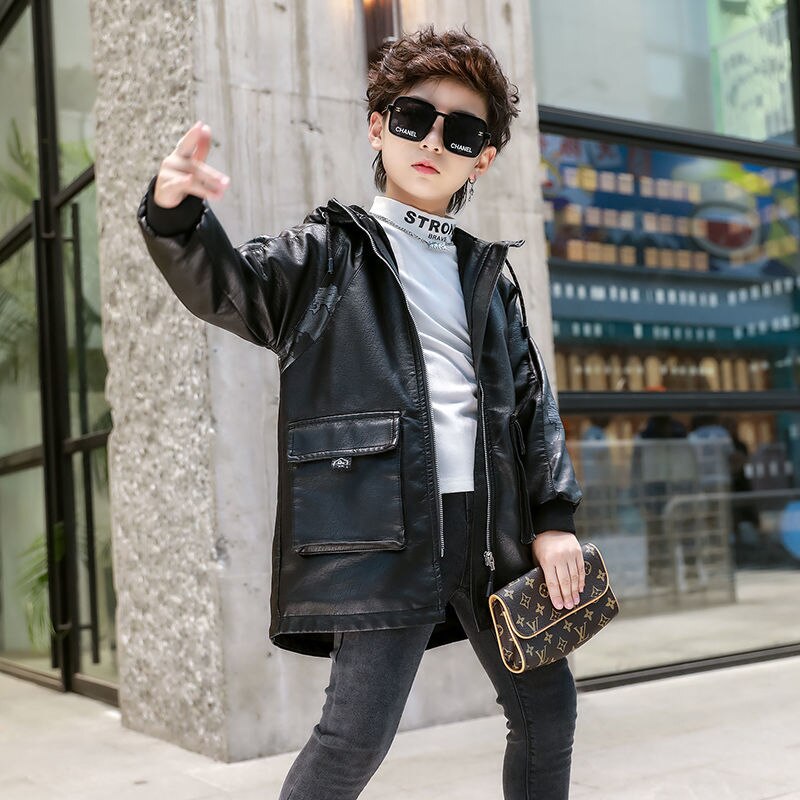 Jaqueta de couro para meninos, casaco infantil – Grandado