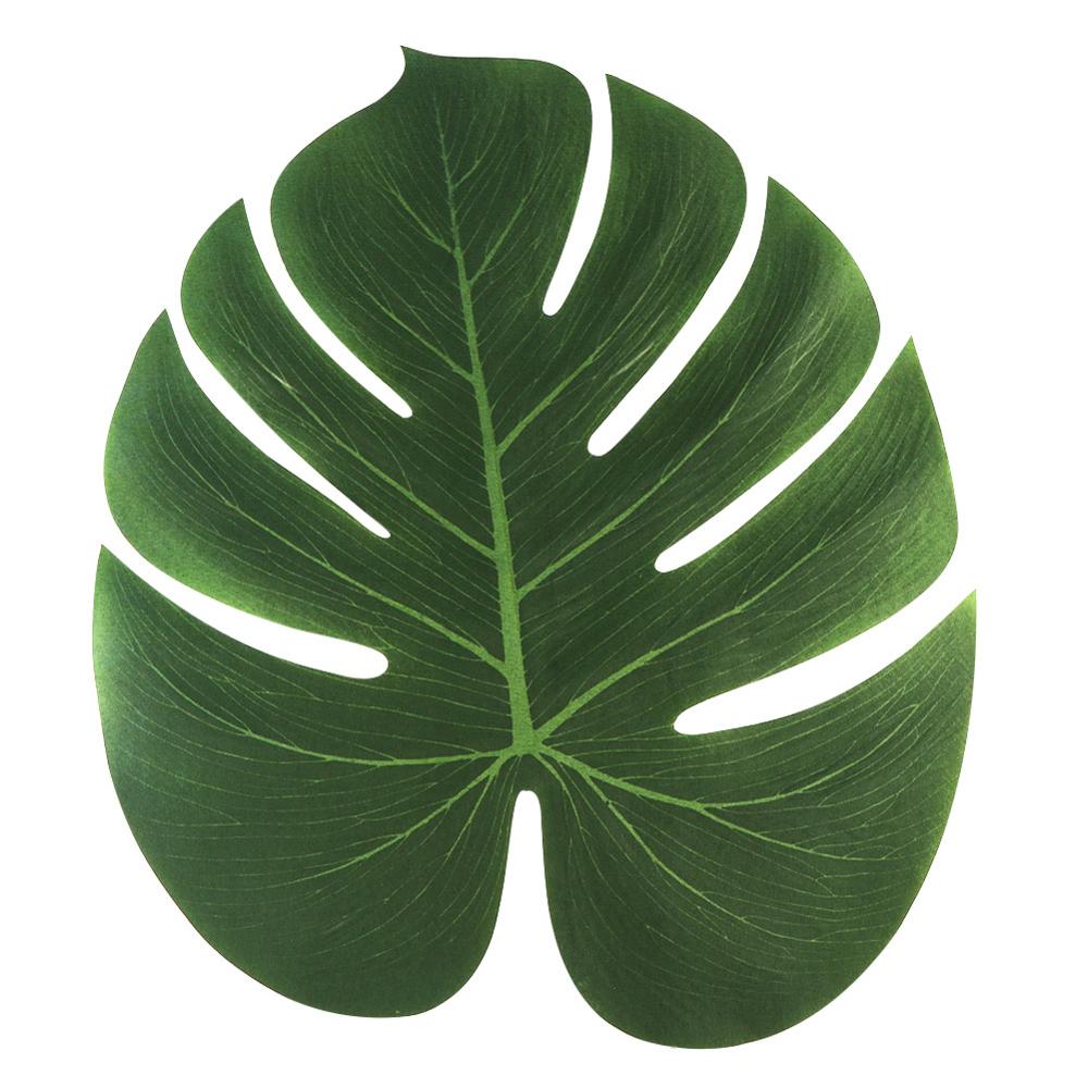 Ourwarm 12 stk. 35 x 29cm palme blad bord dækkeservietter kunstige blade dækkeservietter til bord decoartion bord tilbehør hawaii fest: Default Title
