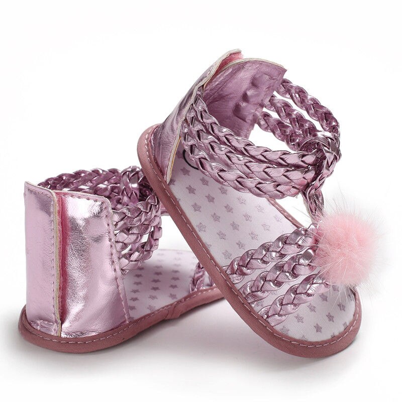 Summer Newborn Baby Sandals Cute Sweet Princess Ball Little Girls Toddler Soft Crib Shoes Sandals Anti-slip Prewalker Clogs