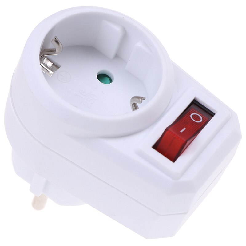 Europæisk type konverteringsstik med switch neon indikator 16a rejsestik 1 to 1 vejs eu standard strømadapter stik