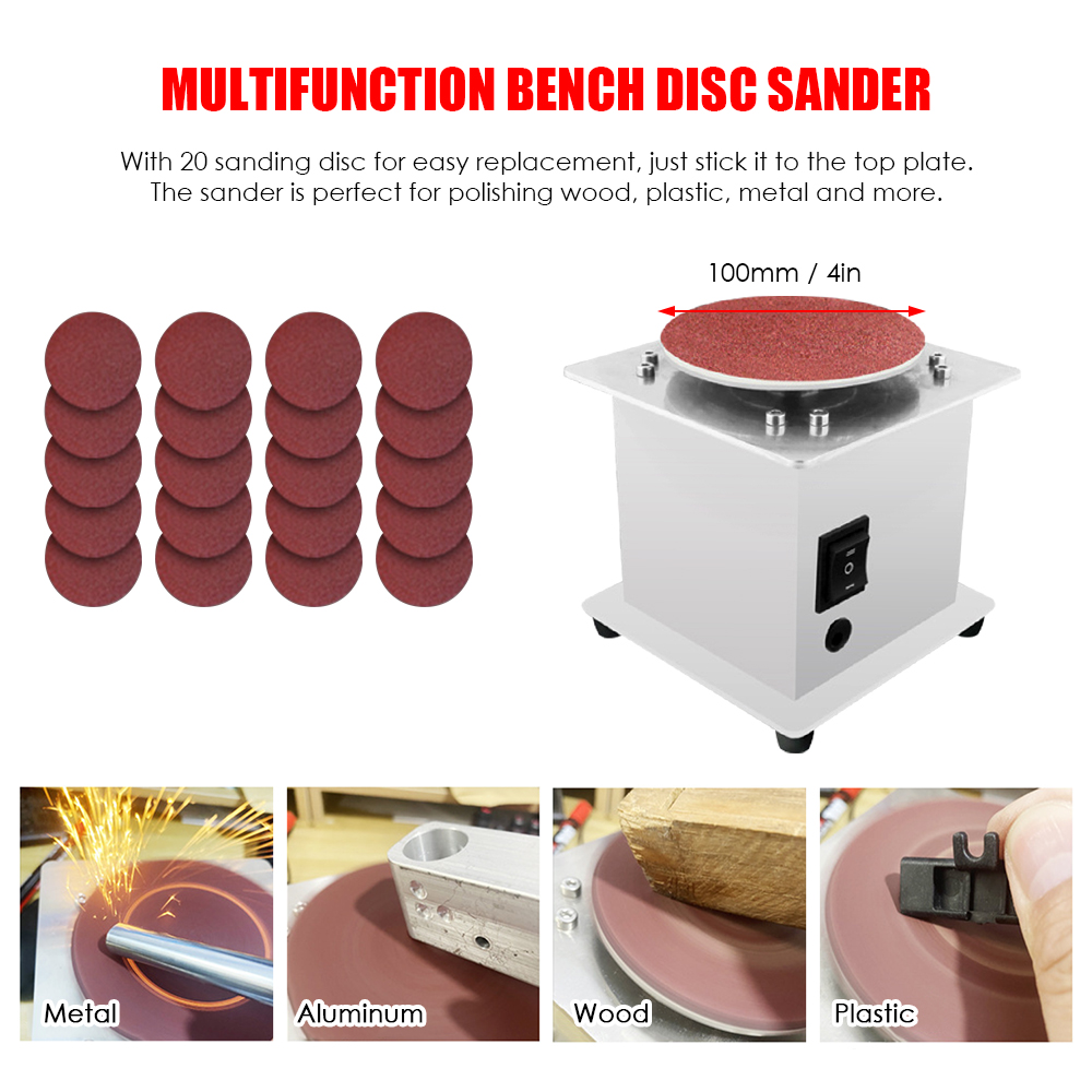 Mini Bench Disc Sander Electric Edge Sharpener 7 Variable Speed 20 Sanding Discs Sanding Polishing Grinding Machine