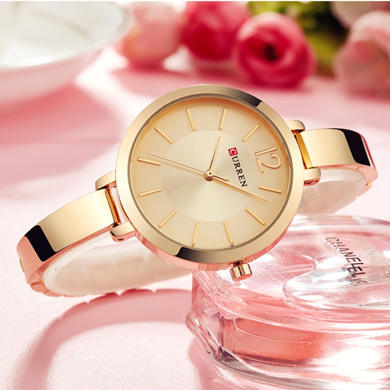 CURREN Gold Women Watches Stainless Steel Ultra thin Quartz Watch Woman Romantic Clock Women&#39;s Watches Montre Femme