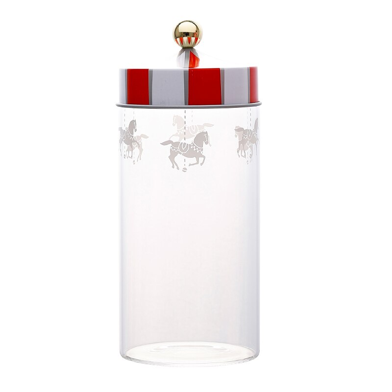 Nordisk italien vintage cirkus trup farve karrusel glas forseglet krukke opbevaring slik boks sukker opbevaring tank år jule flaske
