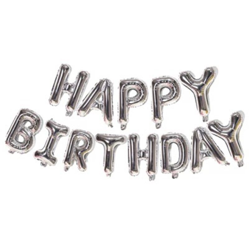 Lettres joyeux anniversaire feuille ballons enfants Adlut fête d'anniversaire décoration Alphabet Air Bolobs bébé douche fournitures 16 pouces: Silver