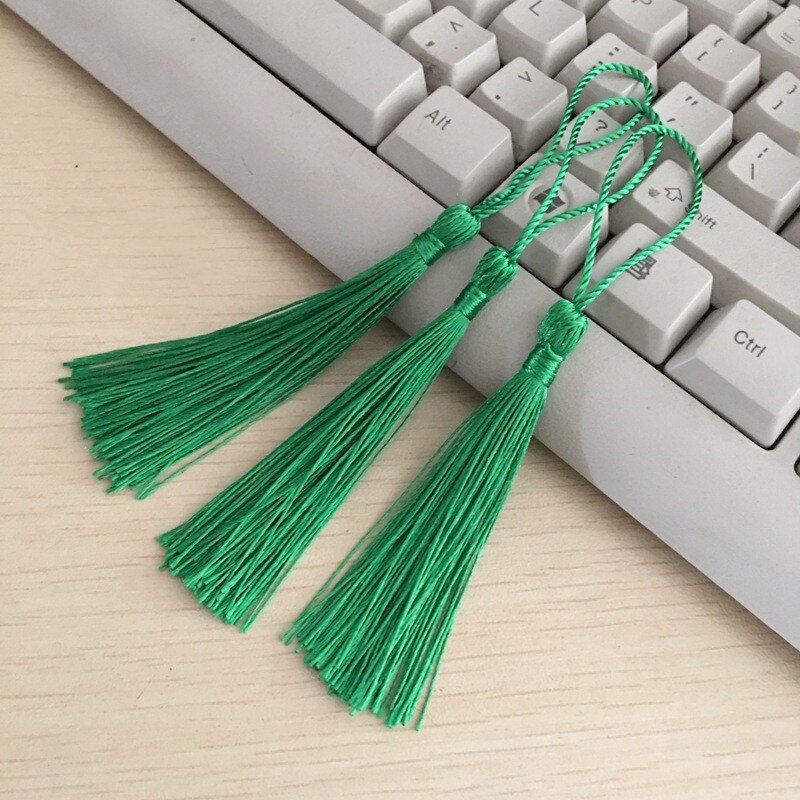 10 sztuk mieszane kolor 14cm jedwabne frędzle fringe szycia Bang zakończenie z frędzlami kluczowe frędzle dla DIY biżuteria naszyjnik chiński węzeł: Green