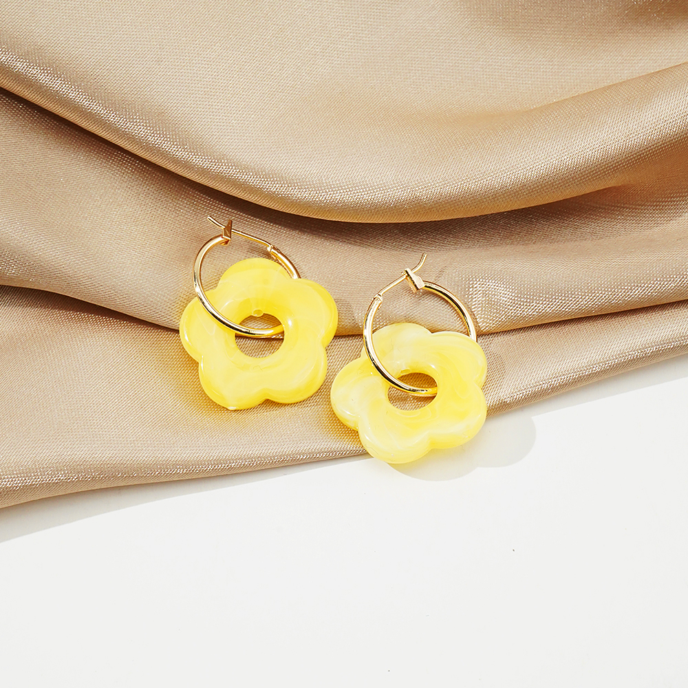 ES 2022 pendientes colgantes de resina de flores acrílicas coloridas círculo hueco para mujeres niñas joyería minimalistas pendientes colgantes