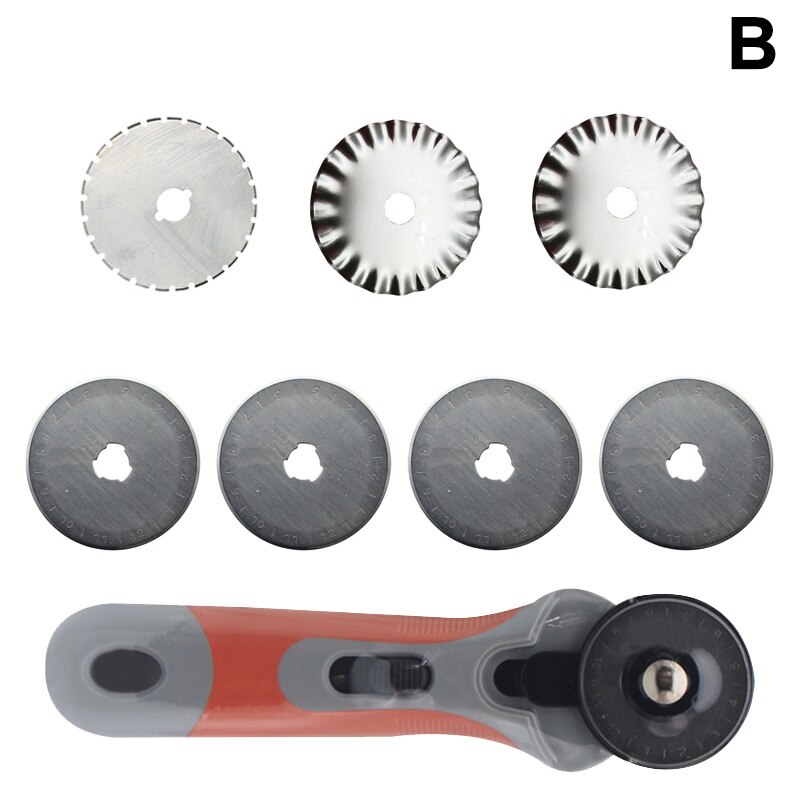 45mm Rotary Fabric Cutter with Different Shapes Extra Blades for Quilting Sewing YU-Home: B