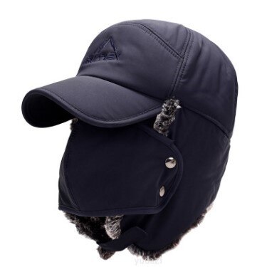 Xdanqinx vinter varme hue til kvinder bomberhatte med maske plus fnug tykke øreværn til mænd hat allround varm hætte unisex ski cap: Mørkeblå