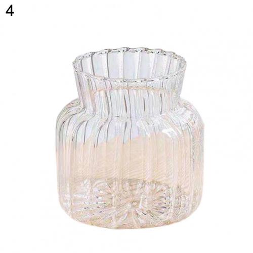 Simple Transparent Glass Vase Versatile Transparent Home Plants Hydroponic Vase Stripe Decorative Flower Vase for Wedding: 4
