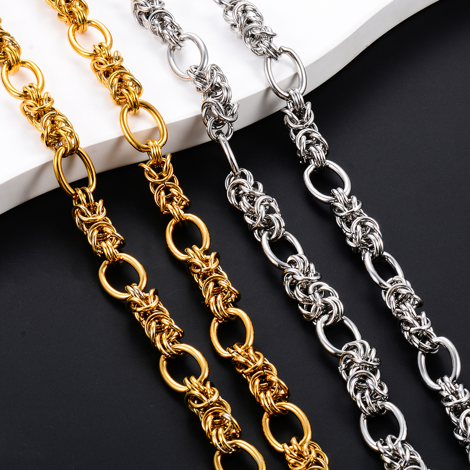 10mm hiphop knytekjede lenkekjede i rustfritt stål armbånd stor kjede halskjede punk hiphop smykker