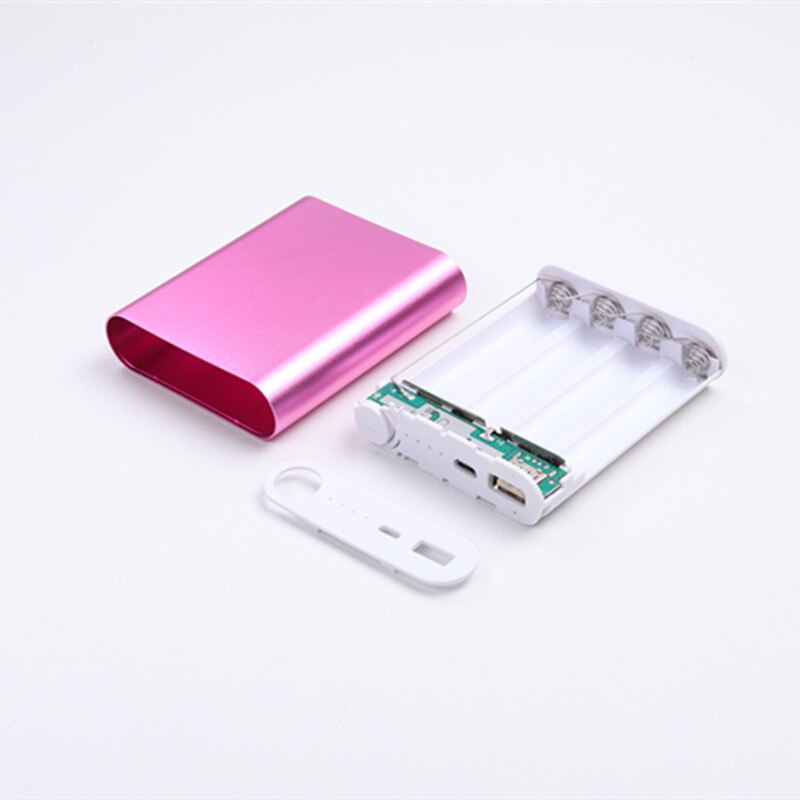 5 Colors Metal Power Bank DIY Kit Storage Case Box Free Welding Suit 4X 18650 Battery 5V 2.1A USB-C External Charger Smart Phone: Pink