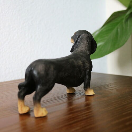 JJM-figura de perro Dachshund Dackel Teckel, coleccionista de mascotas, decoración de coche, Animal de juguete, modelo educativo de PVC para niños, adultos y niños,