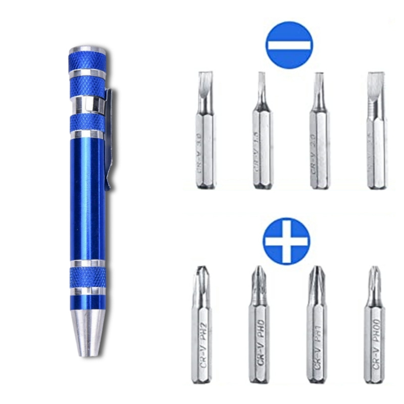 Multifunction 8 In 1 Screwdriver Pen Portable Mini Repair Hand Screwdriver Aluminum Alloy Precision Tools Kit Disassembly Gadget: 1