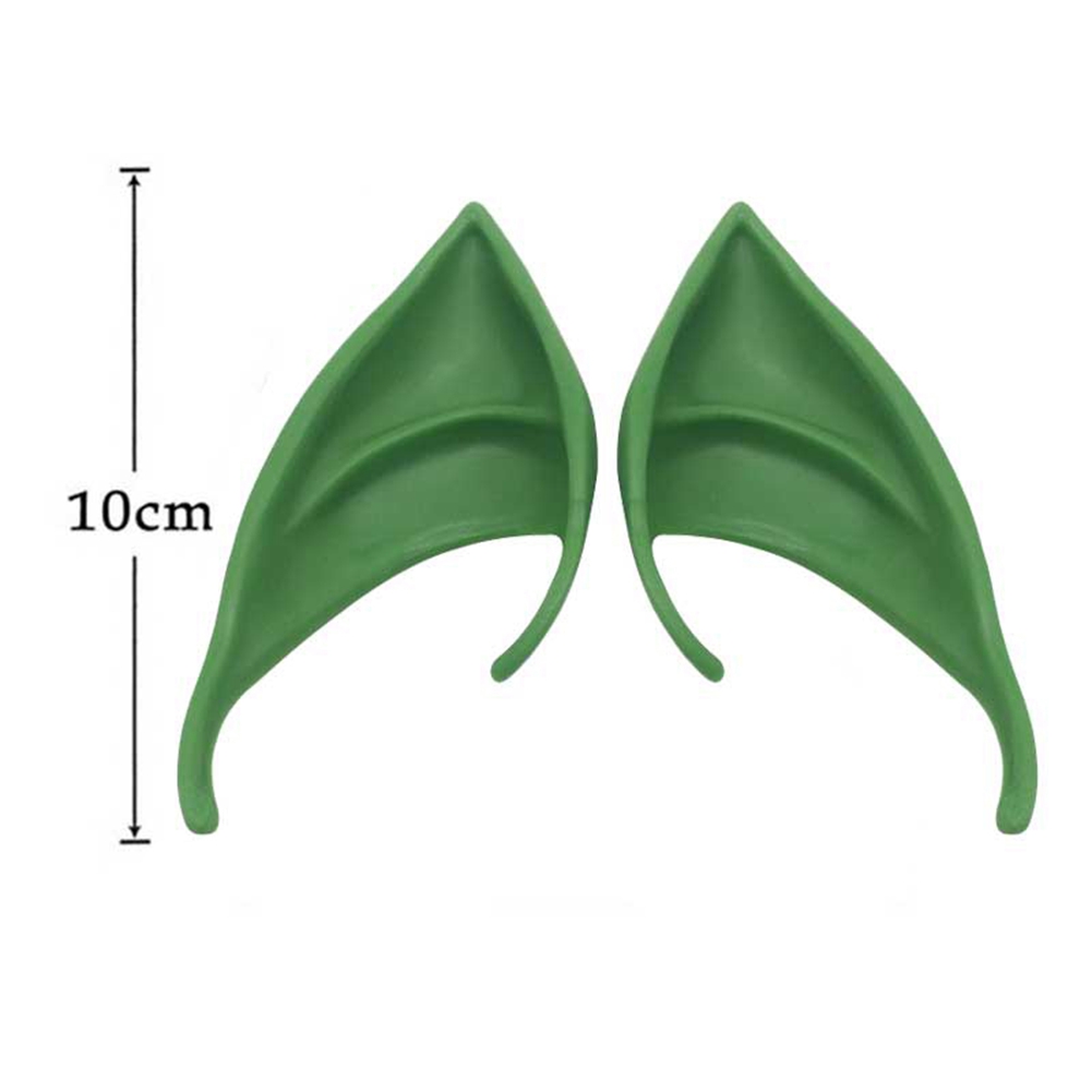 Begränsa 100 halloween latex elf öron älva pixie cosplay krok på fancy dress öron tillbehör: Grön -10cm