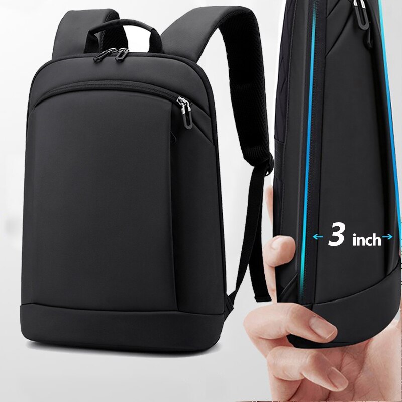 IKE MARTI-mochila fina para ordenador portátil Unisex, bolsa de trabajo de oficina de 15,6 pulgadas, de negocios, color negro