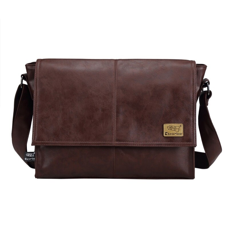 Sacs à main 14 pouces pochette d'ordinateur homme PU cuir Messenger sacs hommes voyage sacs d'école loisirs sacs à bandoulière: deep coffee