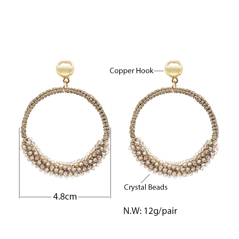 Inkdew Grote Ronde Sieraden Oorbellen Voor Vrouwen Kraal Handgemaakte Crystal Oorbel Grote Oorbellen Lange Oorbellen Bohemen Boho