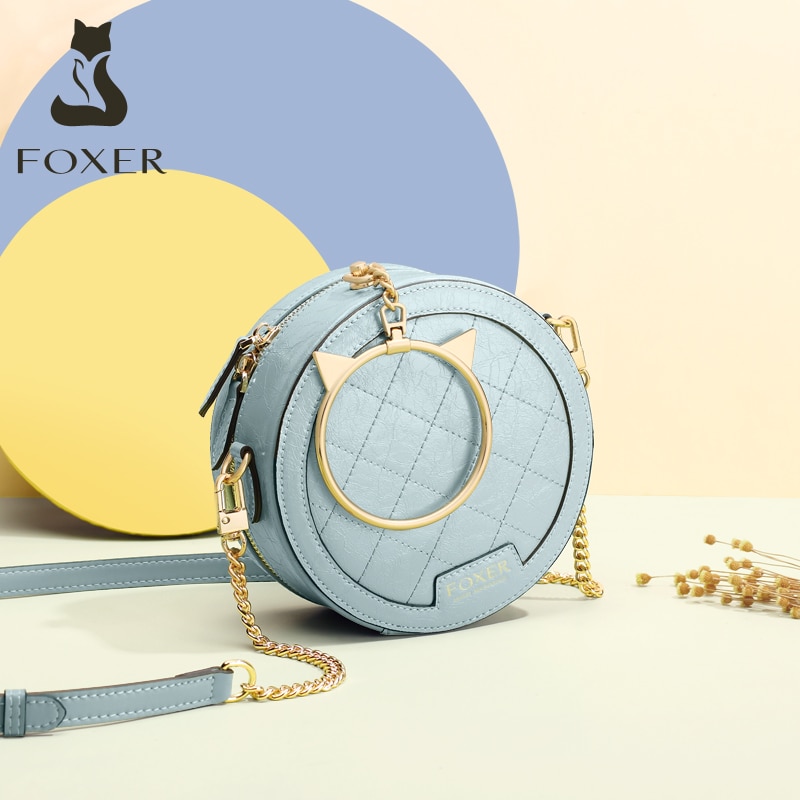 FOXER-sac à bandoulière en croûte de cuir | Sacoche ronde pour dames, défilé de , pochette ronde de fête pour femmes, Mini sac à main