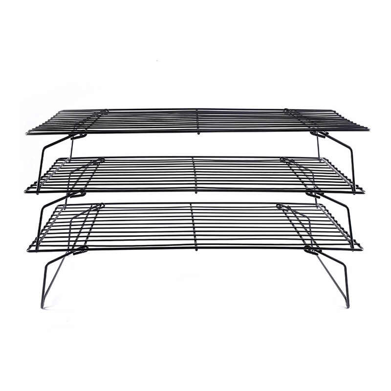 Rejilla de alambre de acero inoxidable de 3 capas, bandeja refrigerante, estante para comida, horno, cocina, horno, Pizza, pan, barbacoa, soporte para galletas: Default Title