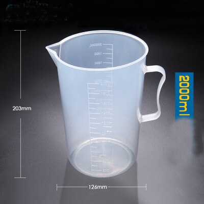 1set (250ml,500ml,1000ml,2000ml) Plastic beaker with handle Measuring Cup Food Grade PP School laboratory Kitchen Supplies