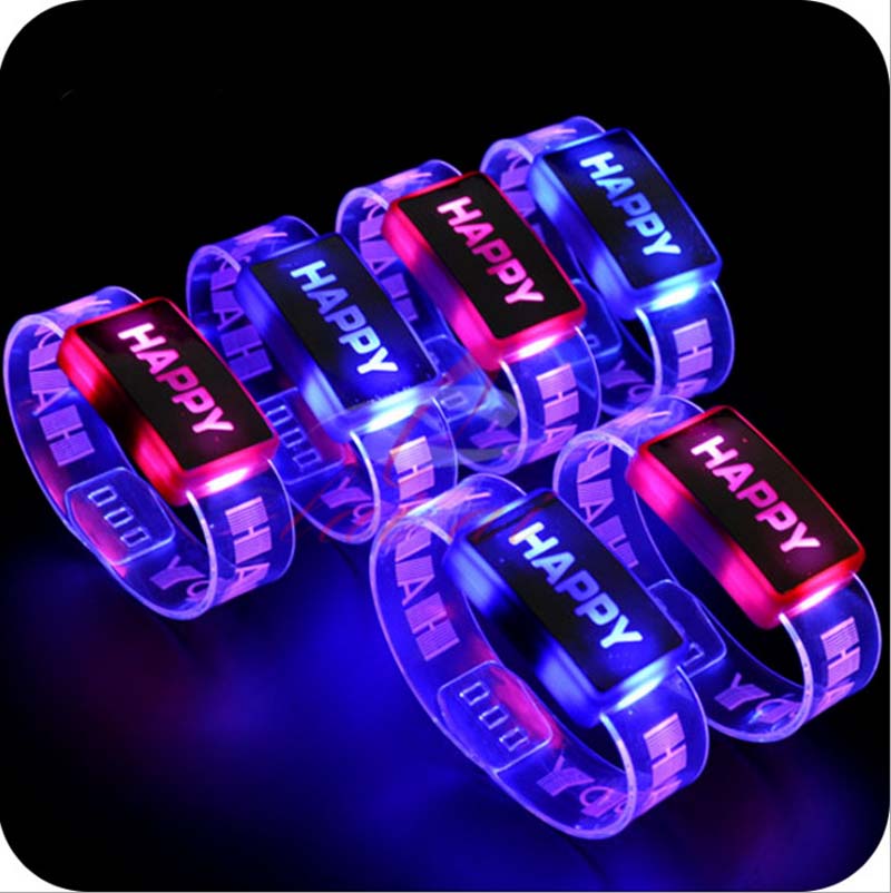 Straat Hip-Hop Flash Armband, Party Sfeer Lichtgevende Hand Met Gelukkig Woord Lichtgevende Armband: Default Title
