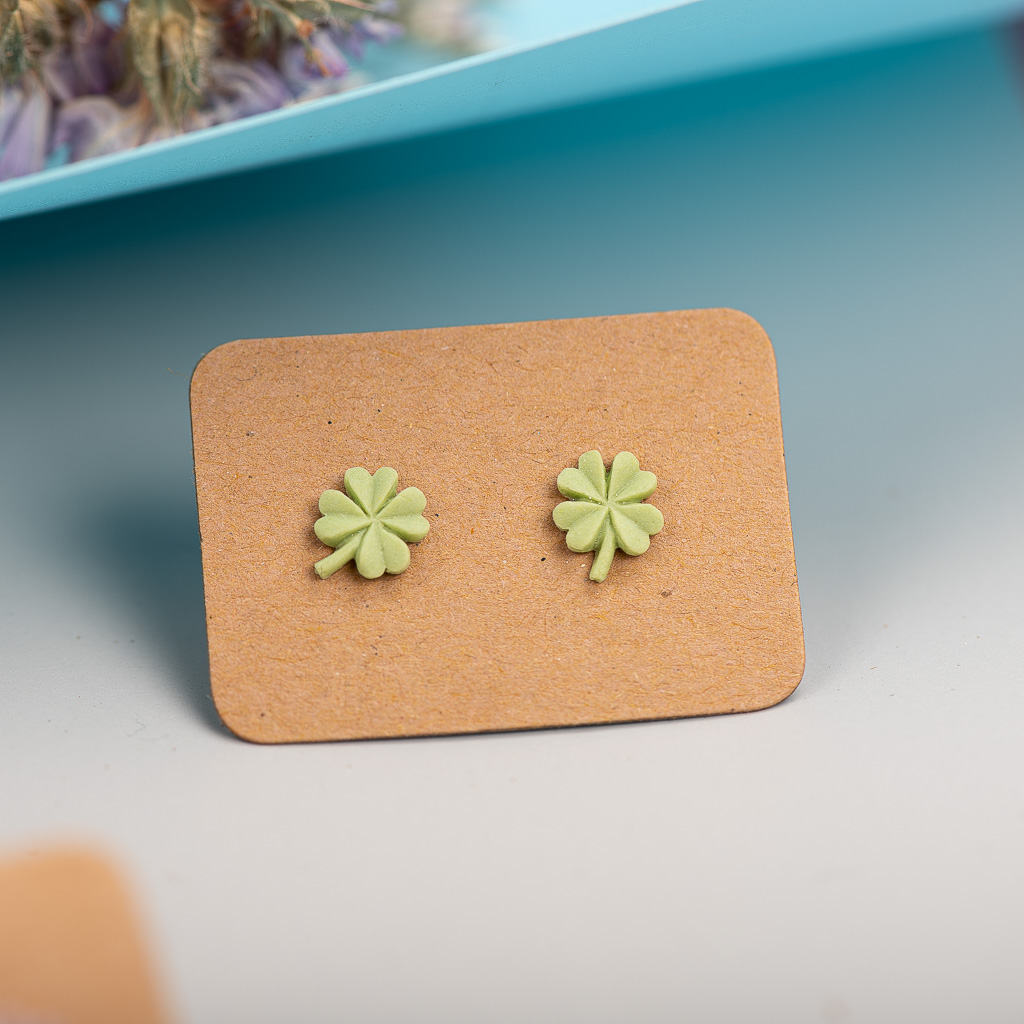 Bos Element Multicolor Kleine Klavertje Vier Keramische Oorbellen Prachtige Porseleinen Accessoires # LY217: Goud-kleur