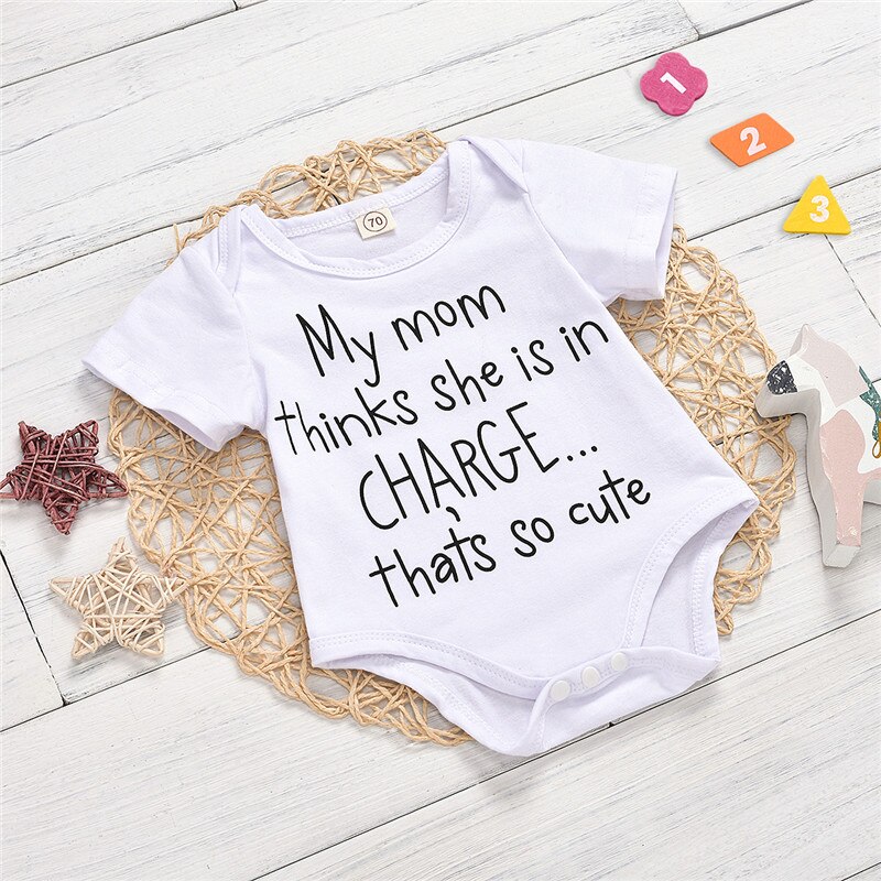 Jeden Persent noworodka litery niemowlę ciało z nadrukiem moda z krótkim rękawem kombinezon dla dzieci dla niemowląt chłopcy dziewczęta odzież