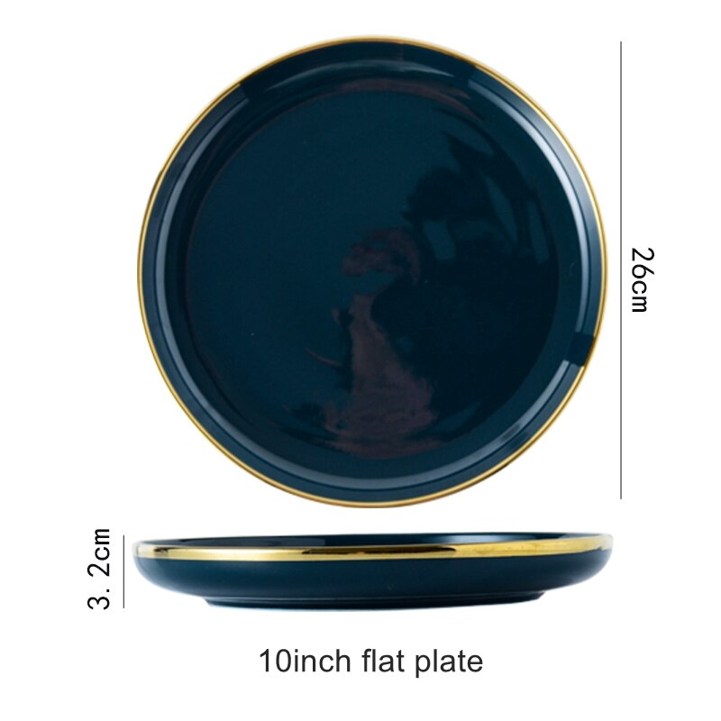 Plates Dishes Luxury Tableware Plate for Food Porcelain Kitchen Dish for Restaurant Party 1/2/4 Person Dinner Plates Set: blue 10inch plate