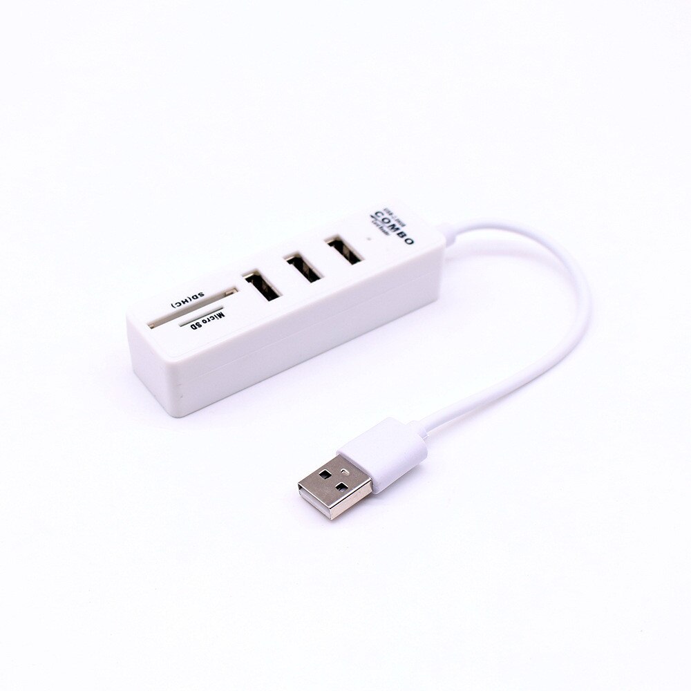 Usb Hub 2.0 Multi Usb 2.0 Hub Usb Splitter High Speed 3 Ports 2.0 Hab Tf Sd Card Reader All In One For Pc Computer Accessories: White