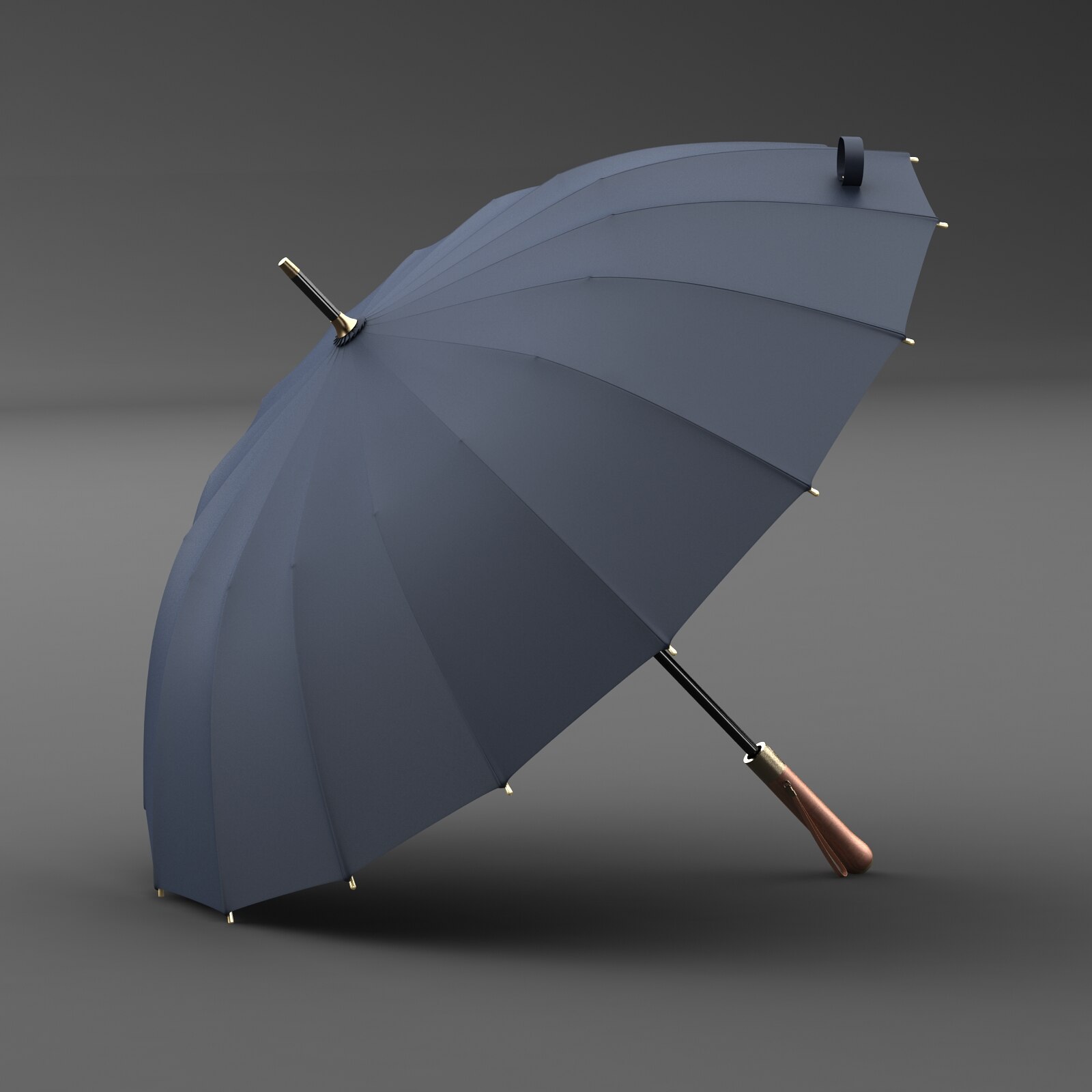 OLYCAT Luxury Mental Wooden Handle Umbrella 112cm Large Long Men Black Umbrellas 16 Ribs Windproof Rain Umbrella Paraguas: Gray