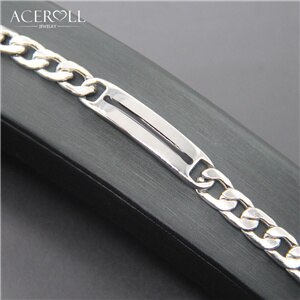 Aceroll rustfrit stål trendy hip pop mand armbånd med emaljeplade i sølvfarve: Model 1