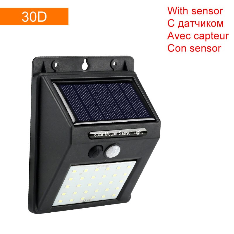 Waterproof PIR Motion Sensor Solar Light 20 30 48 60 96 LED Rechargeable Security Solar Lamp Outdoor Emergency Wall Light: 30D